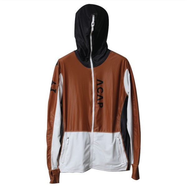 ACAP LONG SLEEVE HOODIE RASHGUARD BROWN WHITE UPF50+